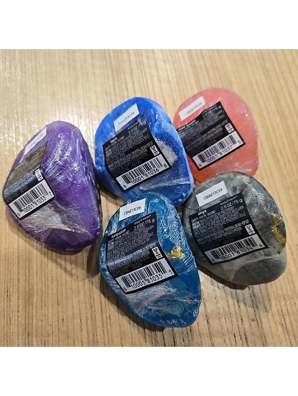 5 Count Body & Earth Gem Rock Soap Amethyst Lapis Rose Quartz Onyx Turquoise New